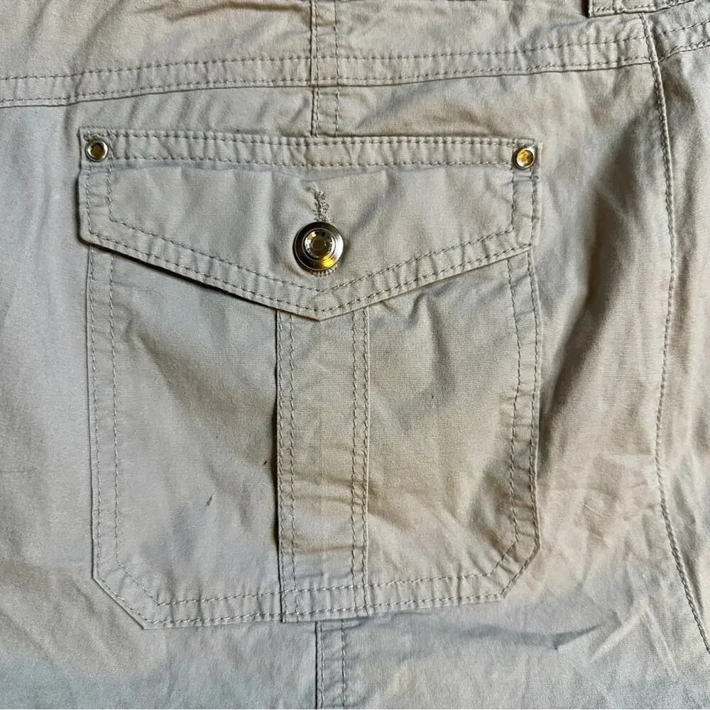 Gray Cargo Capri Pants 14 Coastal Travel Utility Chic Casual - Picture 6 of 9